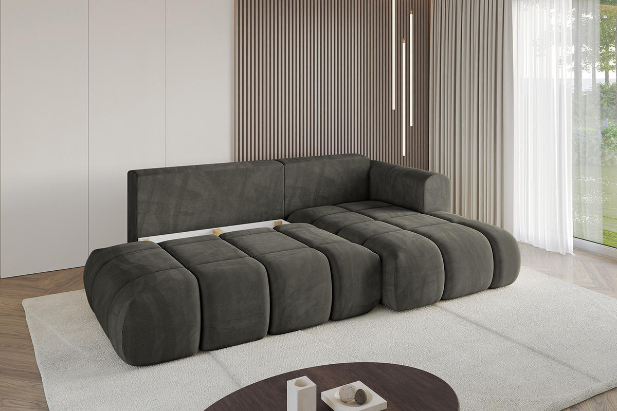 ECKSOFA Ottomane Rechts CLOUD-L 289x180x40 Schwarz Velours - Schwarz, Holzwerkstoff/Kunststoff (289/180cm) - ALTDECOR
