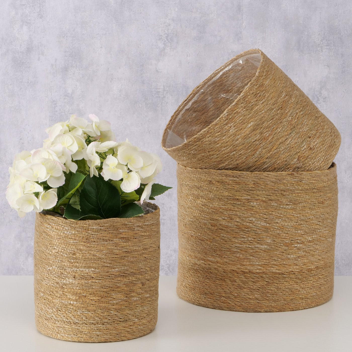 BLUMENTOPF Seegras Sophy 3er-Set - Braun, Naturmaterialien (31/27cm) - Boltze Home