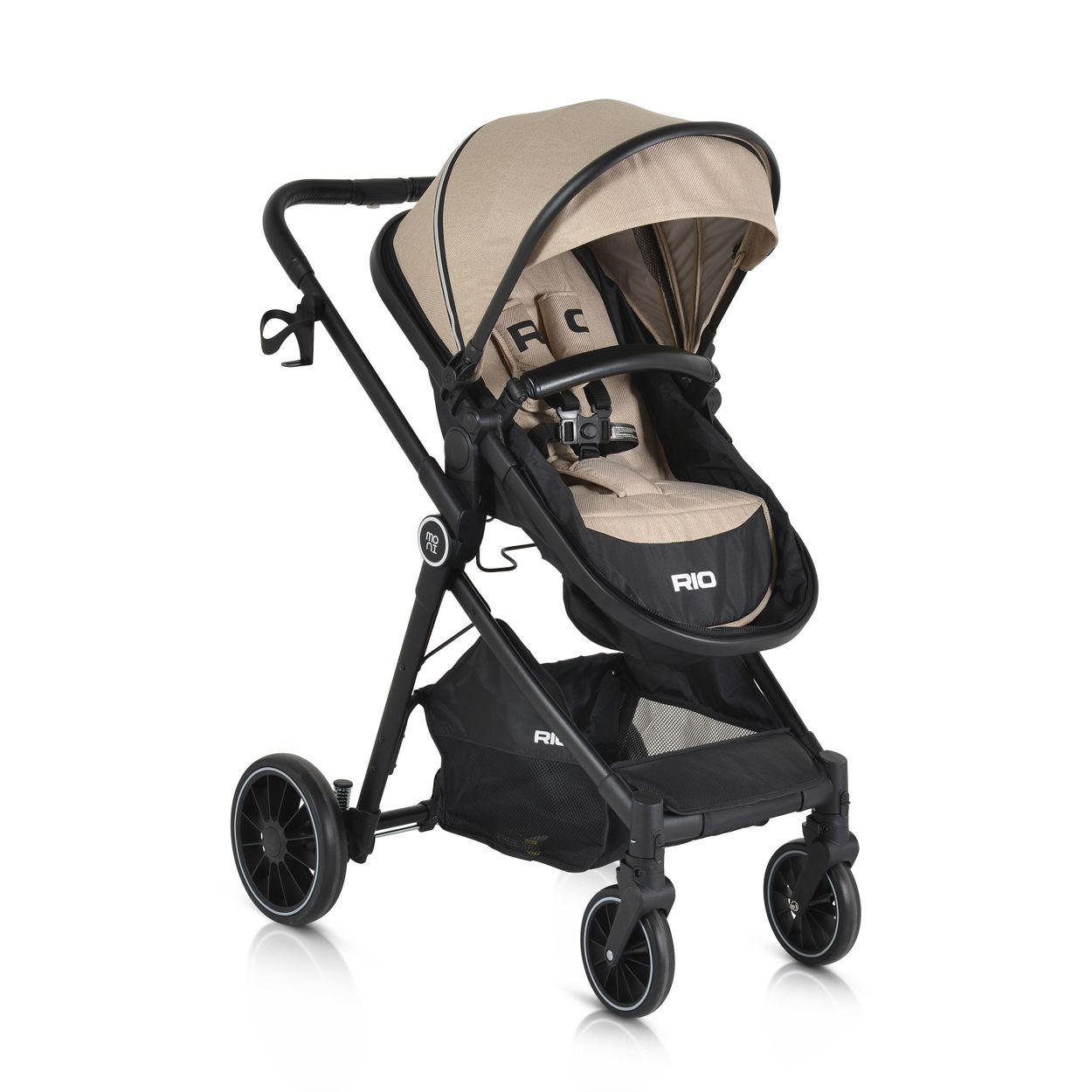 KINDERWAGEN 2 in 1 Rio beige umbaubar Fußabdeckung klappbar Korb Gurt - Beige, Metall (86/59/108cm) - Moni
