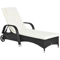 SONNENLIEGE, Polyrattan+Metall, Schwarz - Multicolor, Kunststoff (73/103/200cm) - Outsunny