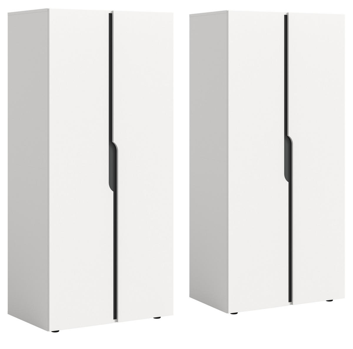 KLEIDERSCHRANK weiß, grau 162 x 176 cm, Drehtürenschrank 4-türig - Schwarz/Weiß, Holzwerkstoff/Kunststoff (162/176/51cm) - Inn.Furn