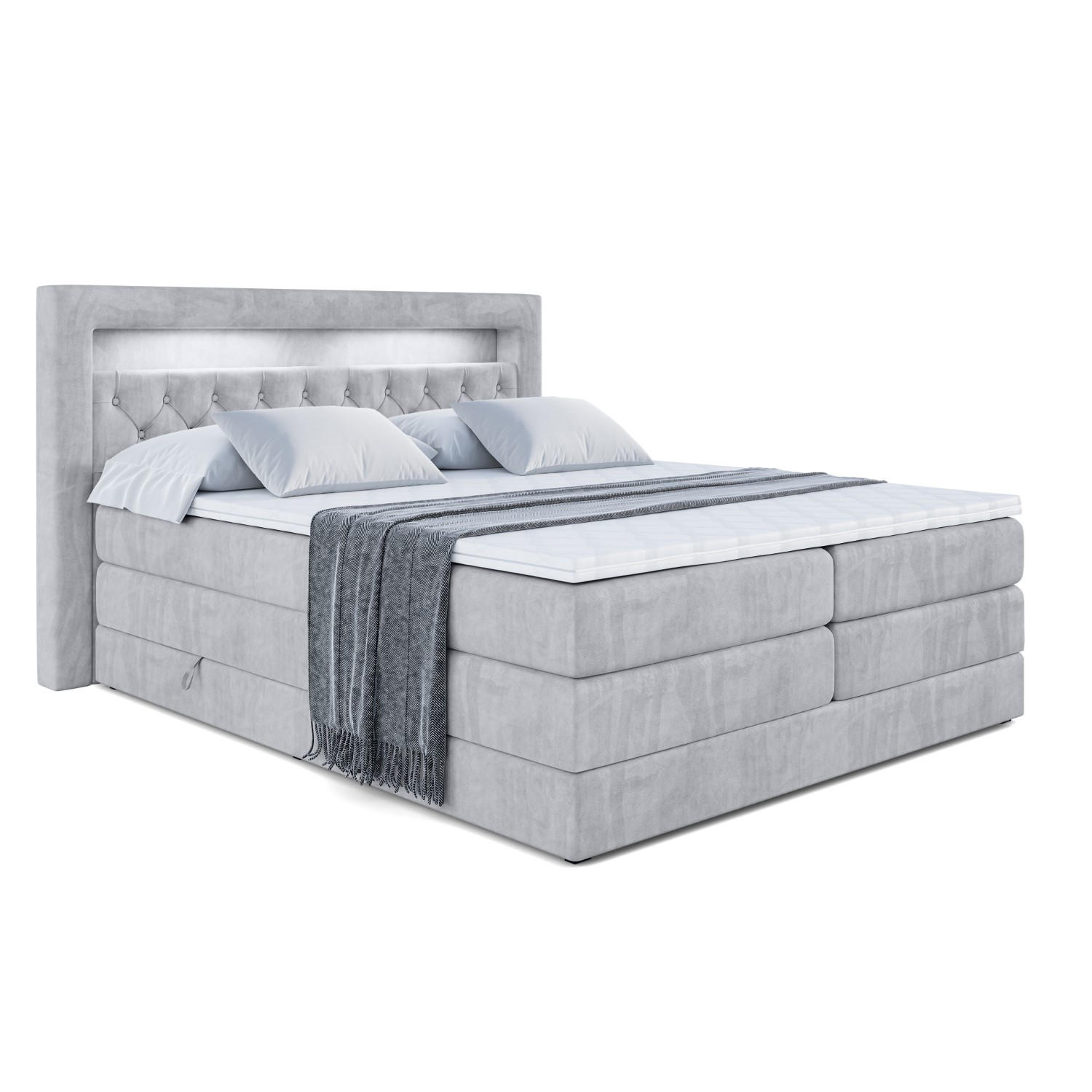 ALTDECOR POSTEL boxspring NOEL GOLD KING – 180 × 200 – H3/H4 – světle šedá