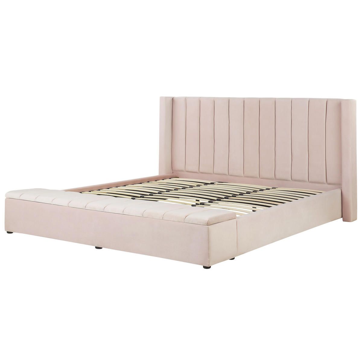 POLSTERBETT 180/200cm Pastellrosa Noyers - Pink, Textil (180/200cm) - Beliani