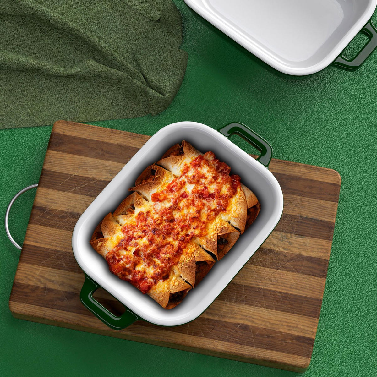 AUFLAUFBACKFORM Porzellan 26 x 17 x 5 cm - Grün, Keramik (17/5/26cm) - Intirilife