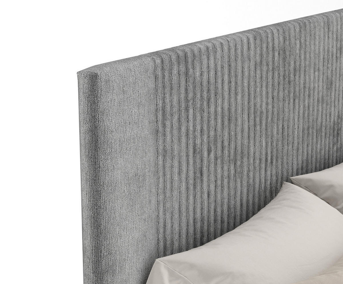 POLSTERBETT Etero Grau 120/200 cm im Chenille-Stoff - Wengefarben/Naturfarben, Holz/Holzwerkstoff (120/200cm) - Maison de Reve