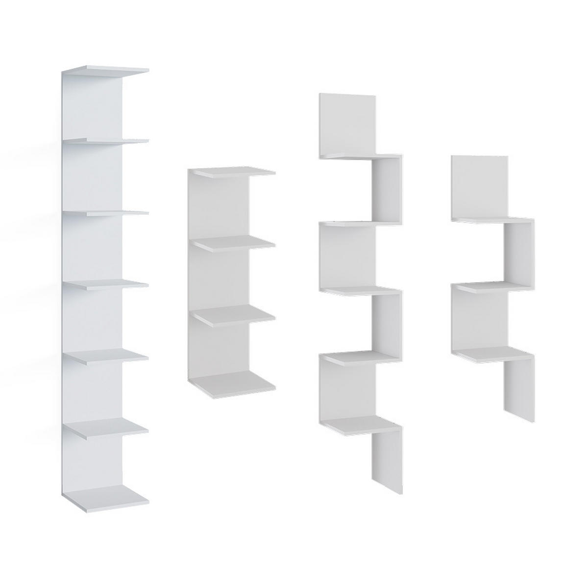 WANDREGAL Paolo Weiß 28 x 190 cm 2er Set - Weiß, Holzwerkstoff (28/190/30cm) - Vicco