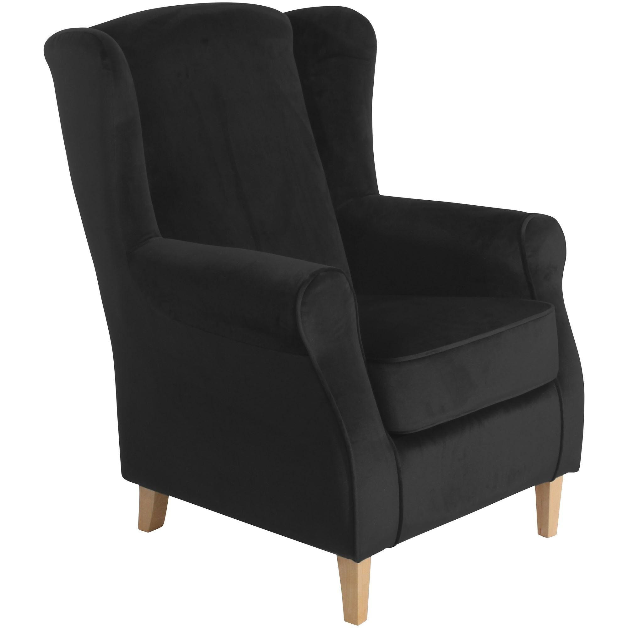OHRENSESSEL Karlen Bezug Samtvelours Buche natur / schwarz - Buchefarben/Schwarz, Kunststoff (86/103/77cm) - 58aufmkessel