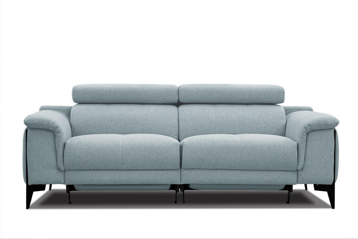 RELAXSOFA MATERA 3-Sitzer mit 2 Relaxfunktionen, mint - Schwarz/Mintgrün, Holzwerkstoff/Textil (212/82/103cm) - Courtois Laville