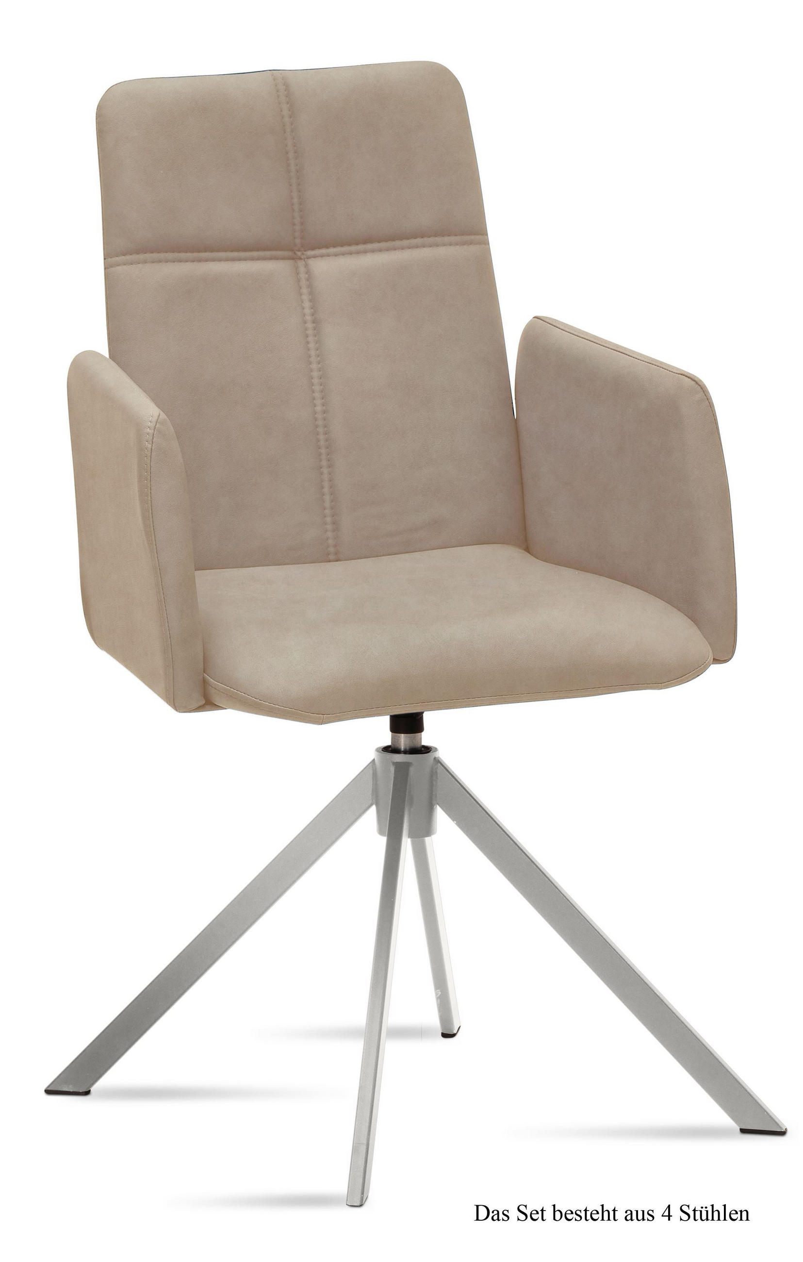 ARMLEHNSTUHL drehbar (4er-Set) Drinka 52x92x60 Edelstahl/Natur - Edelstahlfarben/Naturfarben, Kunststoff (60/92/52cm) - 58aufmkessel