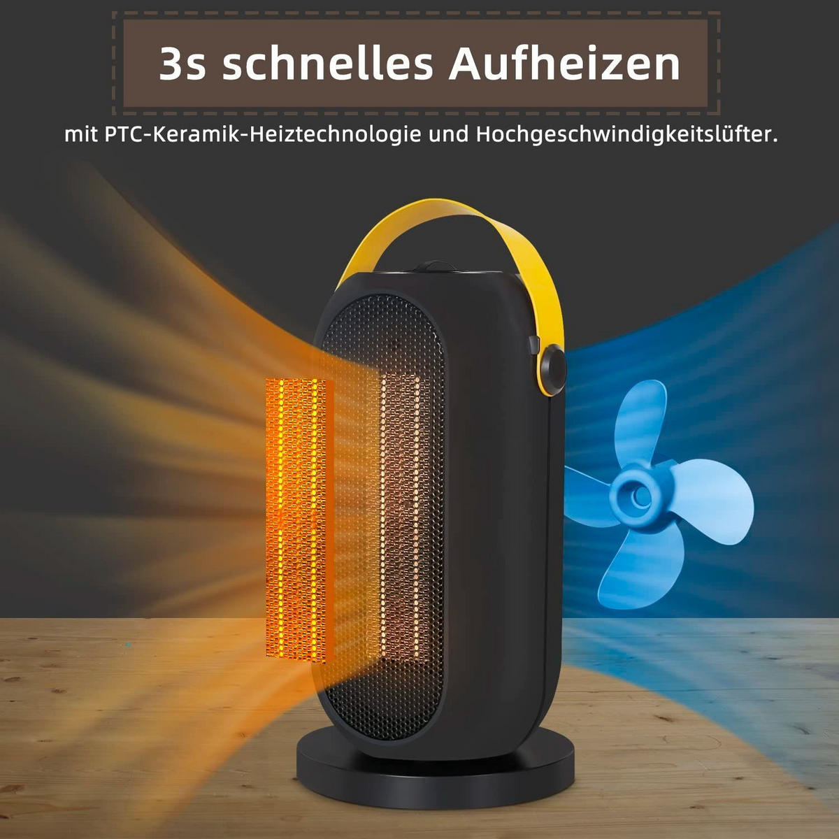 HEIZUNGSLÜFTER Wärmeflügel - Schwarz, Kunststoff (16/28/16cm) - Nettlife