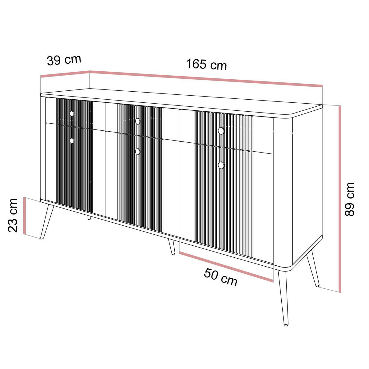 KOMMODE ELYSIA KASCHMIR 3D3S mit Schubladen - Kaschmir, Holzwerkstoff (165/89/39cm) - Lookway