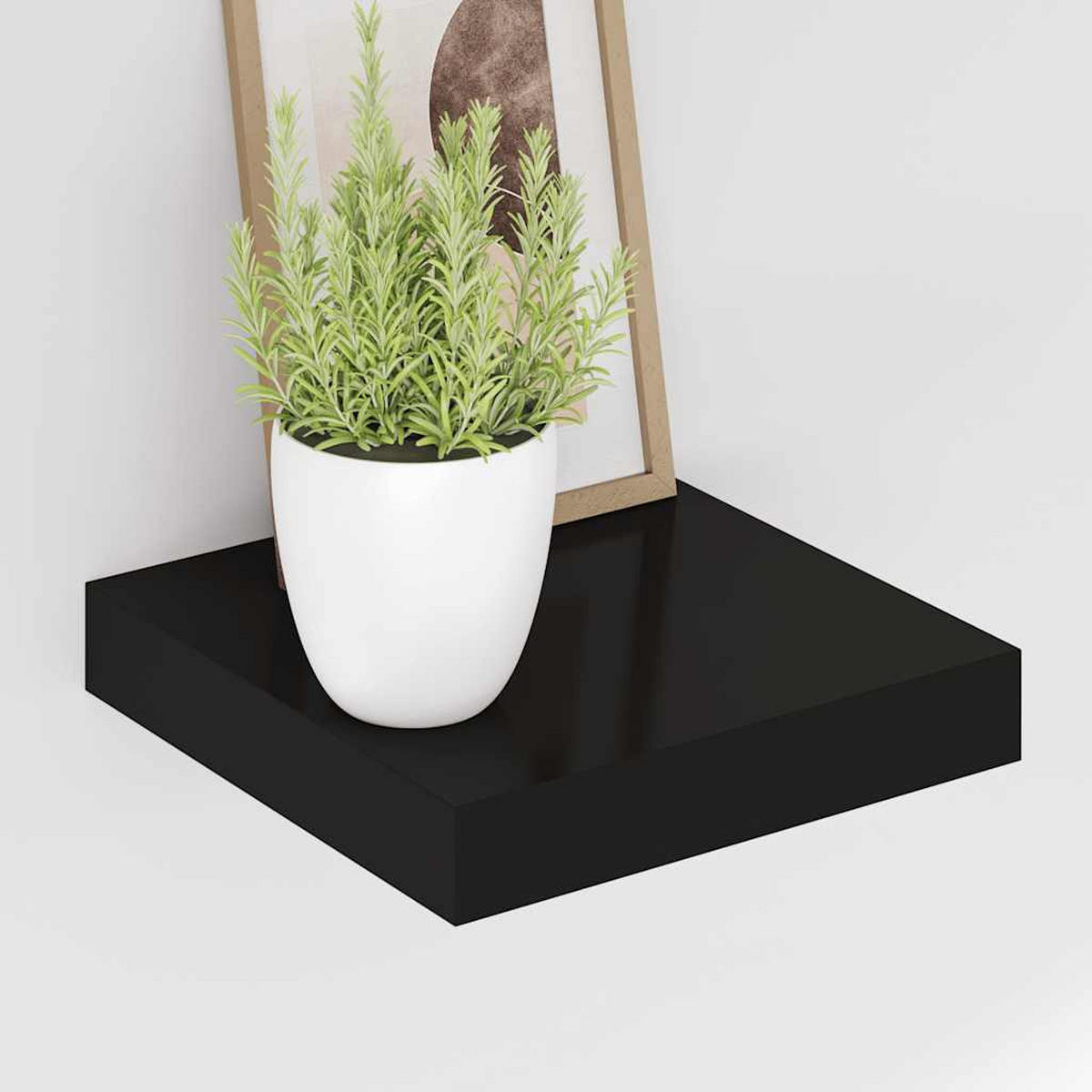 WANDBOARDSET 4-teilig 23/23,5/3,8 cm aus MDF Schwarz - Schwarz, Holzwerkstoff (23.5/3.8/23cm) - vidaXL