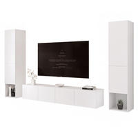 WOHNWAND ANGEL LINE II 3-teilig, mit LED-Beleuchtung, Weiß matt - Weiß, Holzwerkstoff (280/180/40cm) - Idohome