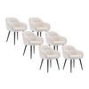 STUHL mit Armlehnen 6er-Set - Strukturstoff & schwarzes Metall - Cremefarben - LASSANDRA - Creme, Textil (59/81/59cm) - Pascal Morabito