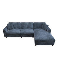 ECKSOFA 256/137/79 cm Blau mit umstellbarer Liegeelement - Blau, Textil/Metall (256/137cm) - Oxeza