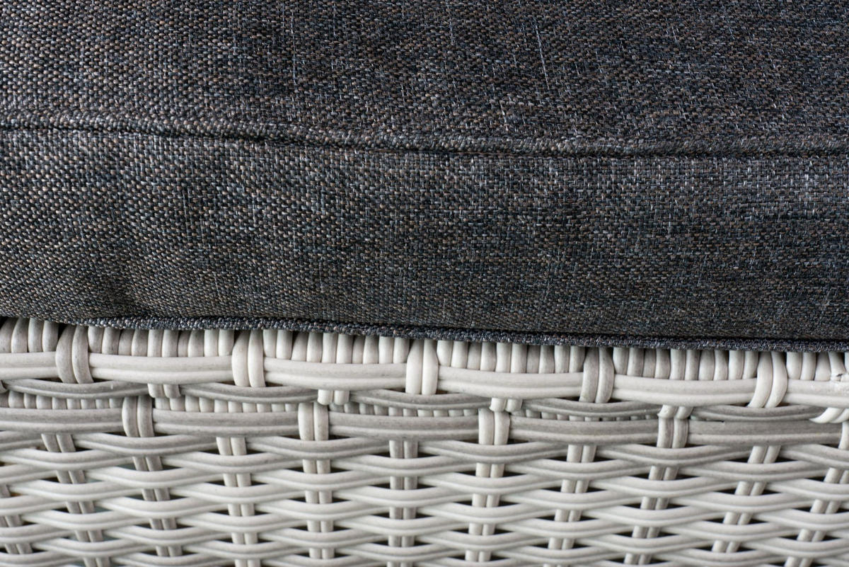 LOUNGESET Manila, Polyrattan, Weiß-Grau - Grau, Kunststoff/Metall - dasmöbelwerk