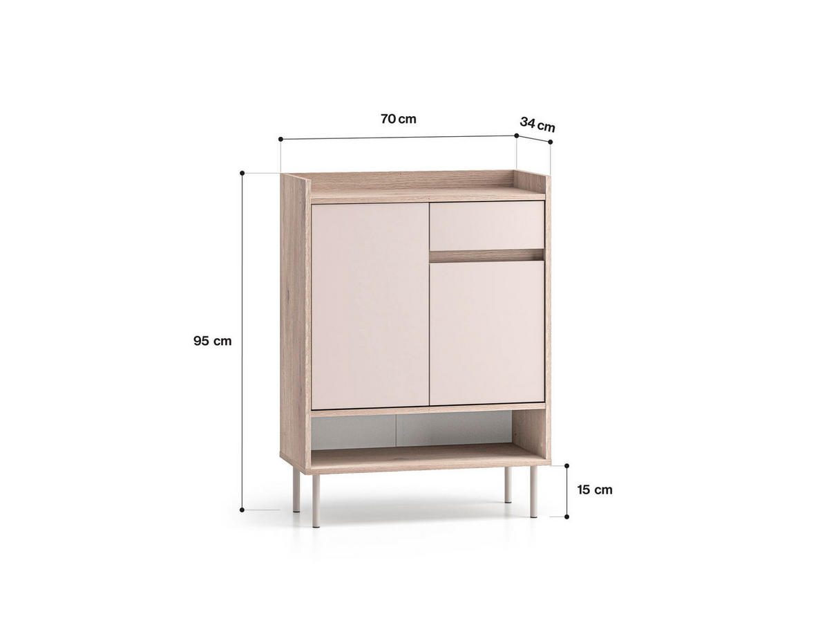 SIDEBOARD VOCO Beige 70x34x95 cm - Beige, Holzwerkstoff (70/95/34cm) - FURNLUX