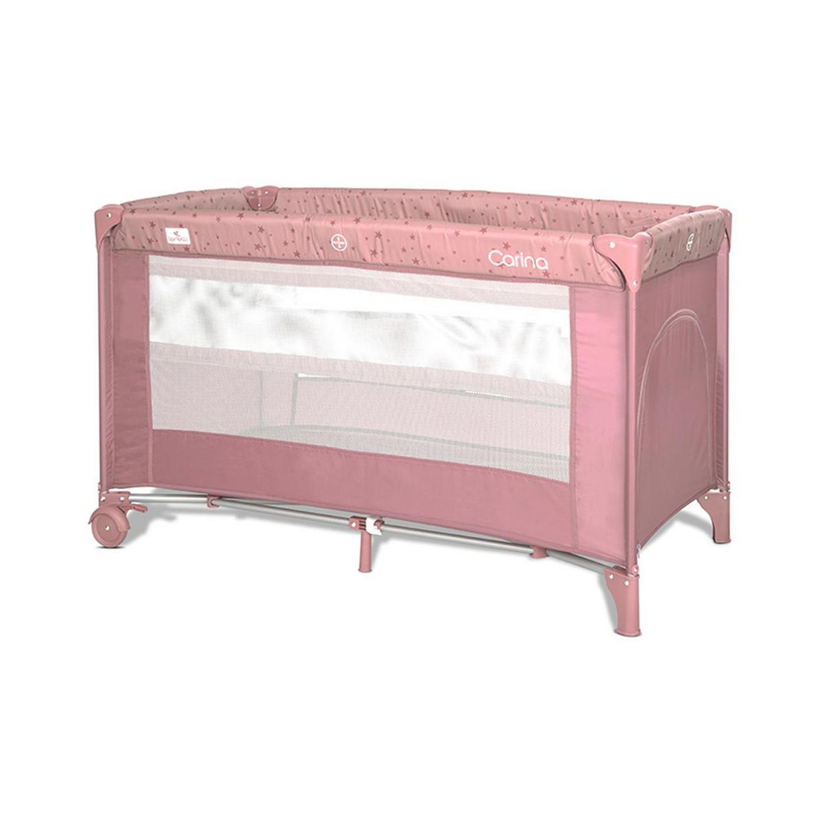 REISEBETT Carina 2 Ebenen pink Matratze Tragetasche faltbar Räder mit Bremse - Pink, Kunststoff (67/125cm) - Lorelli