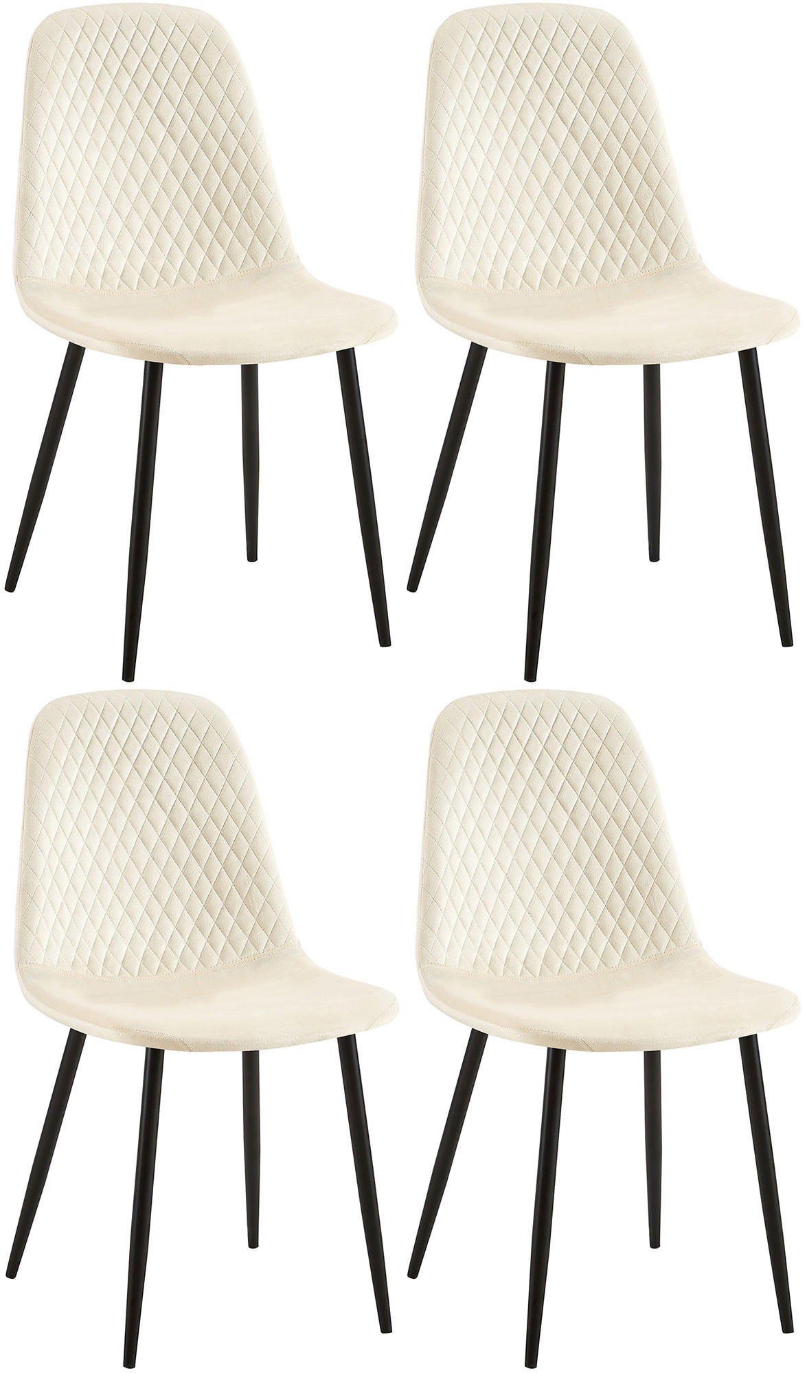 STUHL 4er Set Samt Creme - Creme/Schwarz, Textil/Metall (44/88/54cm) - CLP
