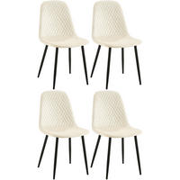 STUHL 4er Set Samt Creme - Creme/Schwarz, Textil/Metall (44/88/54cm) - CLP