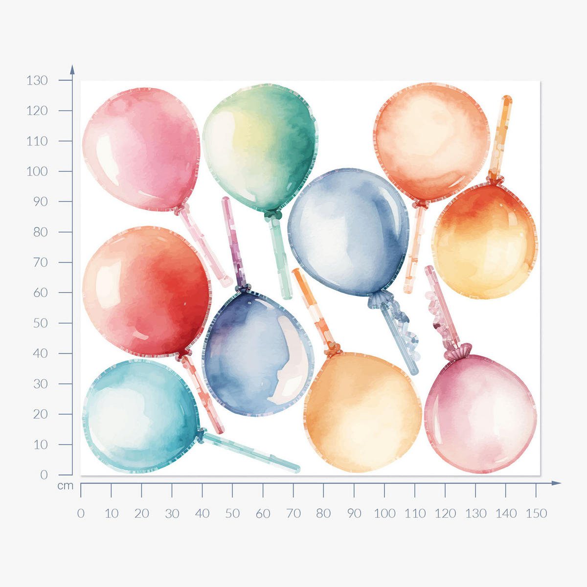 WANDAUFKLEBER 130x151cm - Bunte Luftballons - Multicolor, Kunststoff (130/151/0.1cm) - Wallfluent