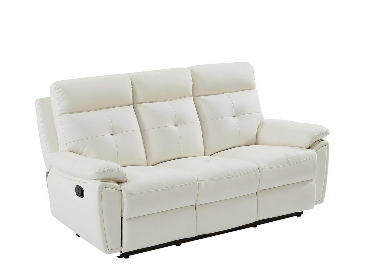 SOFAGARNITUR mit Relaxfunktion - 4 Personen-Sitzer - Leder - Weiß - - Weiß, Leder (92/101/92cm) - Vente-Unique