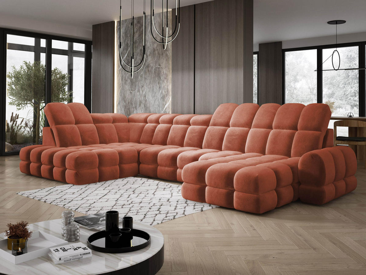 ECKSOFA TOLLO Salvador-stoff U-form 400x217x105 cm rustikal - Wildeiche, Holz/Textil (400/217cm) - DomoHome