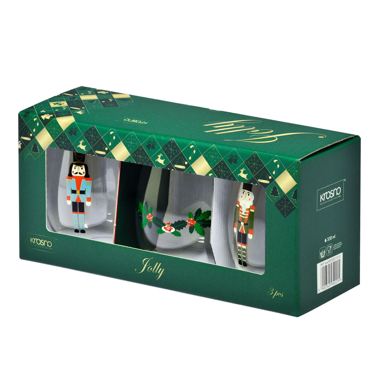 WEIHNACHTSGLÄSER JOLLY, 3ER-SET, 550 ML - Transparent, Glas (0.55L) - Krosno Glass