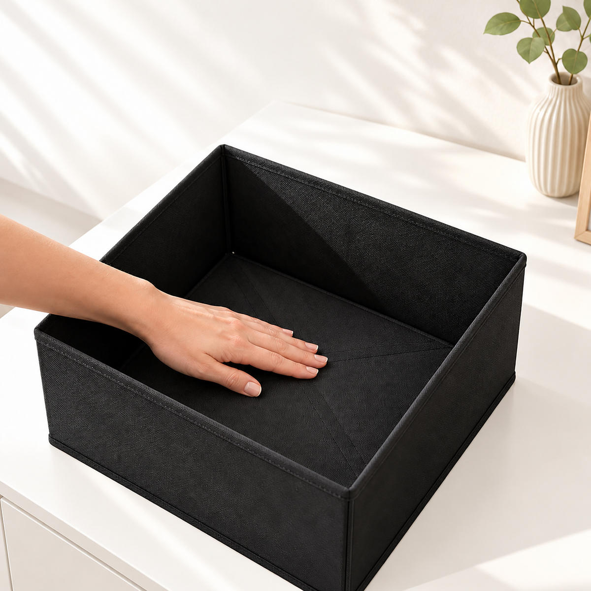 SCHUBLADENORGANIZER Schwarz 16er-Set Vliesstoff - Schwarz, Papier/Textil (28/12/28cm) - Relaxdays