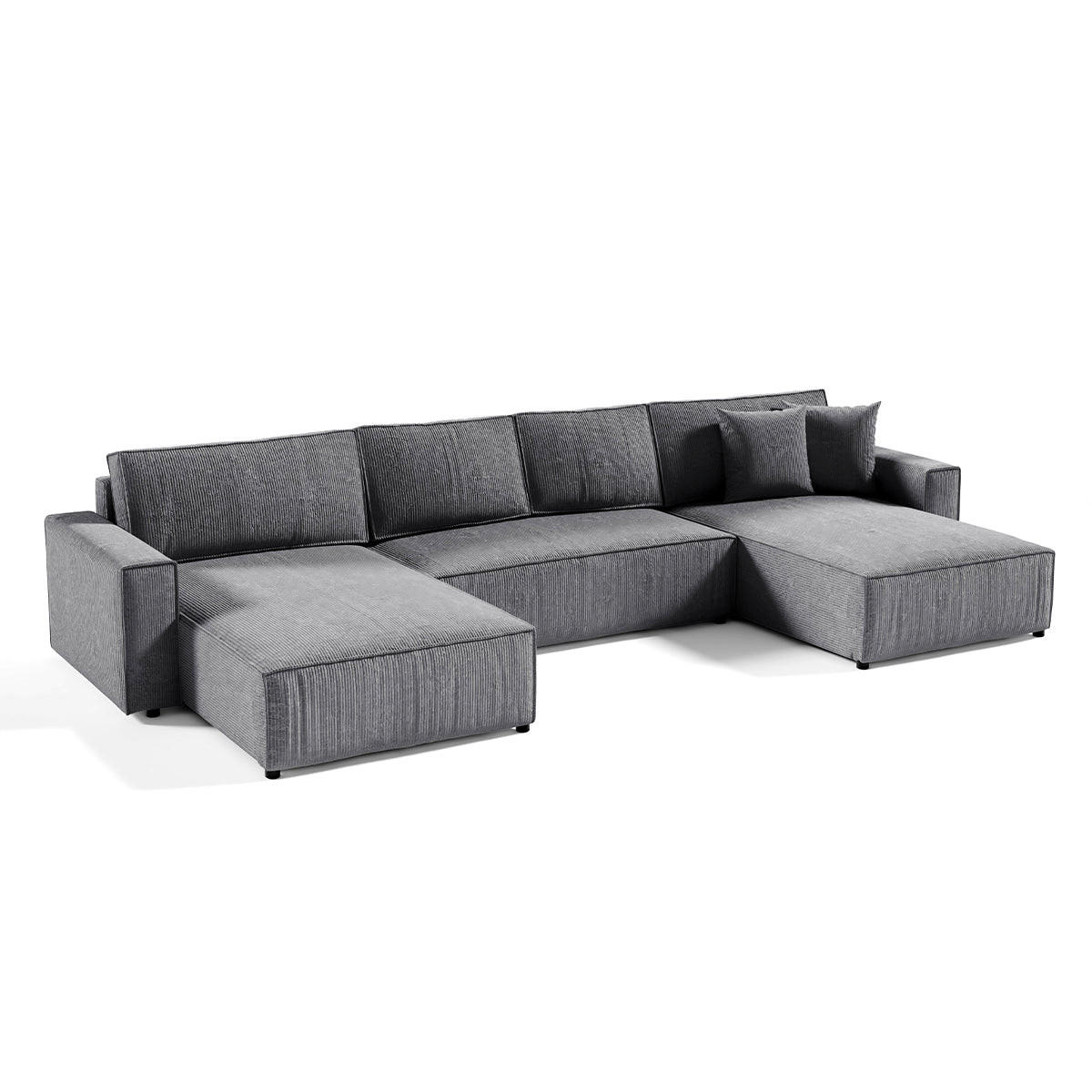 PANORAMASOFA Isaac 5 Sitzplätze Grau - Grau, Holzwerkstoff (398/85/185cm) - Petits-meubles