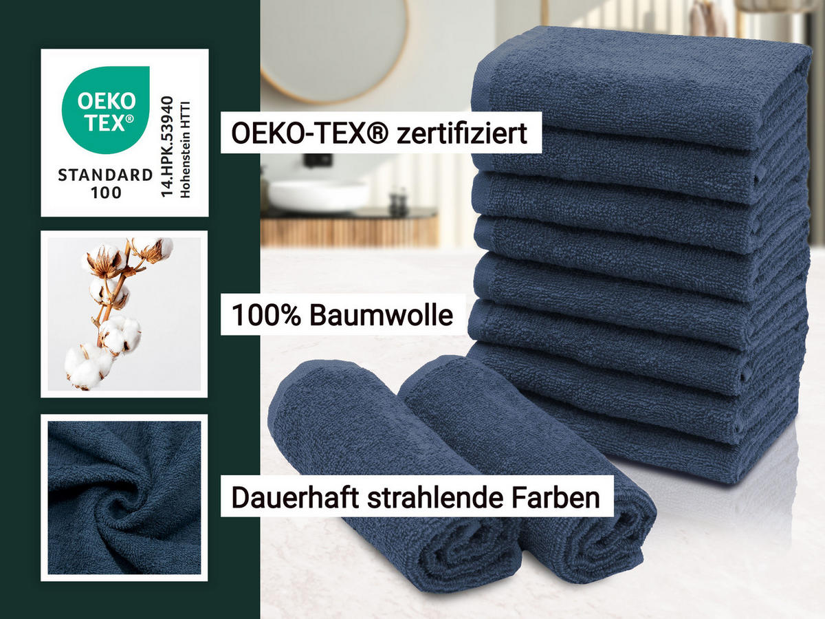 SEIFTÜCHER, 10er-Set, 30x30 cm, 100% Baumwolle, Blau - Dunkelblau, Textil (30/30cm) - Zollner