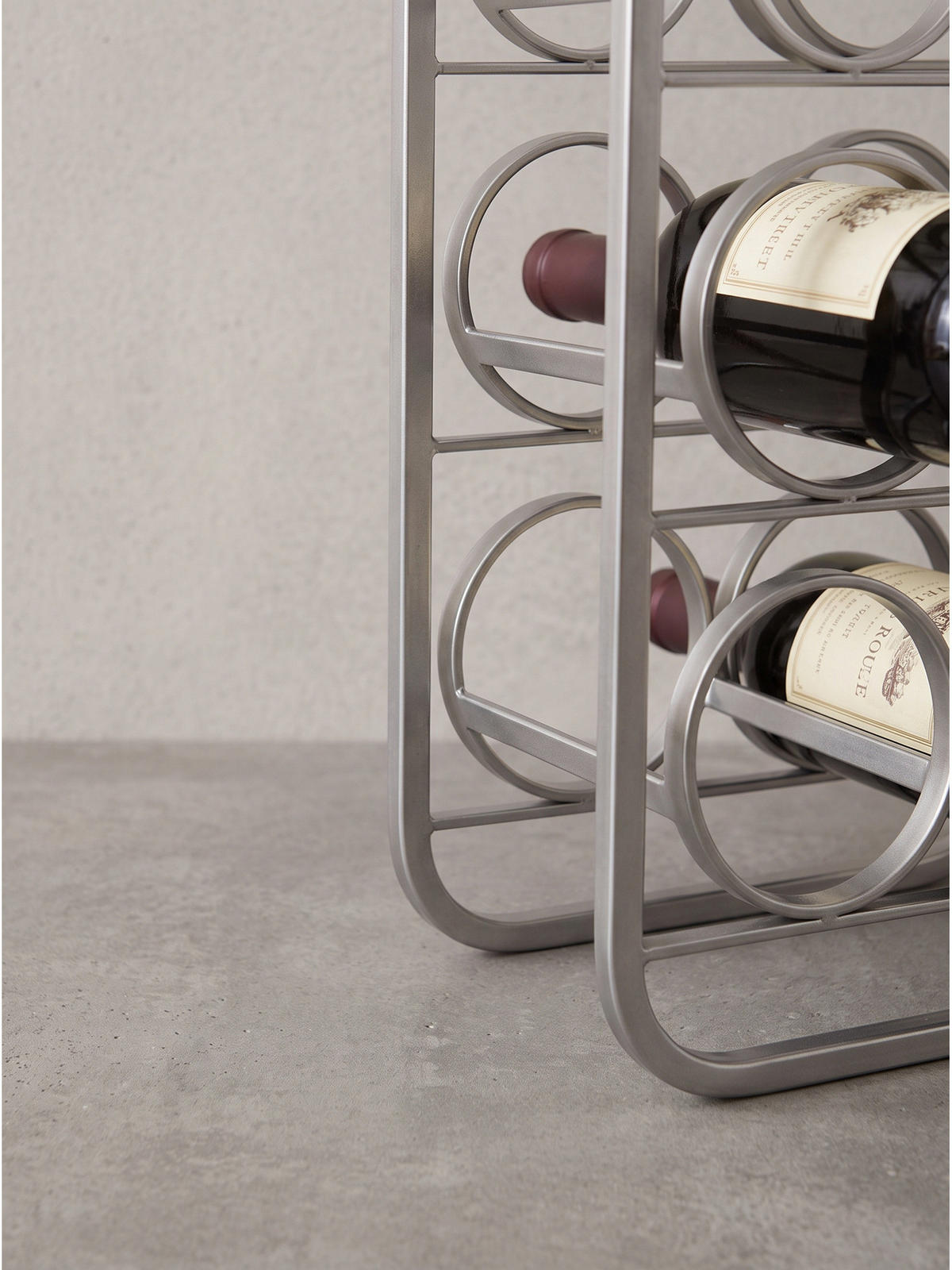 WEINFLASCHENREGAL POSITANO, Stahl, Silber, 34 x 15 x 47 cm - Silberfarben, Metall (34/47/15cm) - KADIMA DESIGN