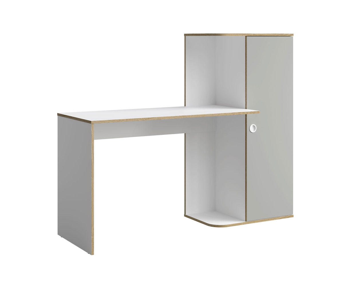 SCHREIBTISCH Pinio weiß, lichtgrau 160 / 53 / 128cm - Weiß/Grau, Holz/Holzwerkstoff (53/160/128cm) - Feldmann-Wohnen