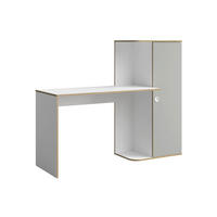 SCHREIBTISCH Pinio weiß, lichtgrau 160 / 53 / 128cm - Weiß/Grau, Holz/Holzwerkstoff (53/160/128cm) - Feldmann-Wohnen