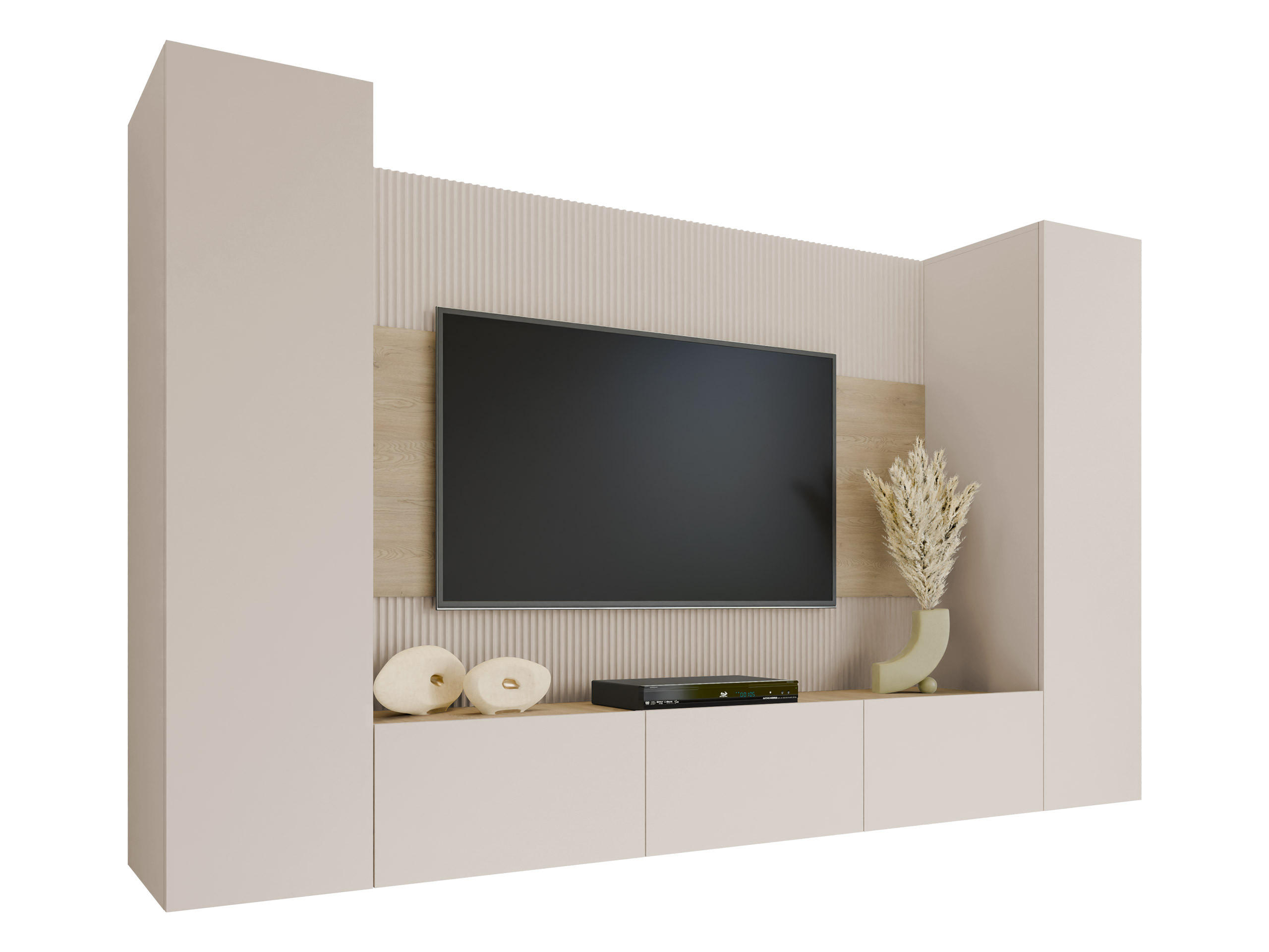 WOHNWAND Deromi V - Beige, Holzwerkstoff (260/150/38cm) - MIRJAN24