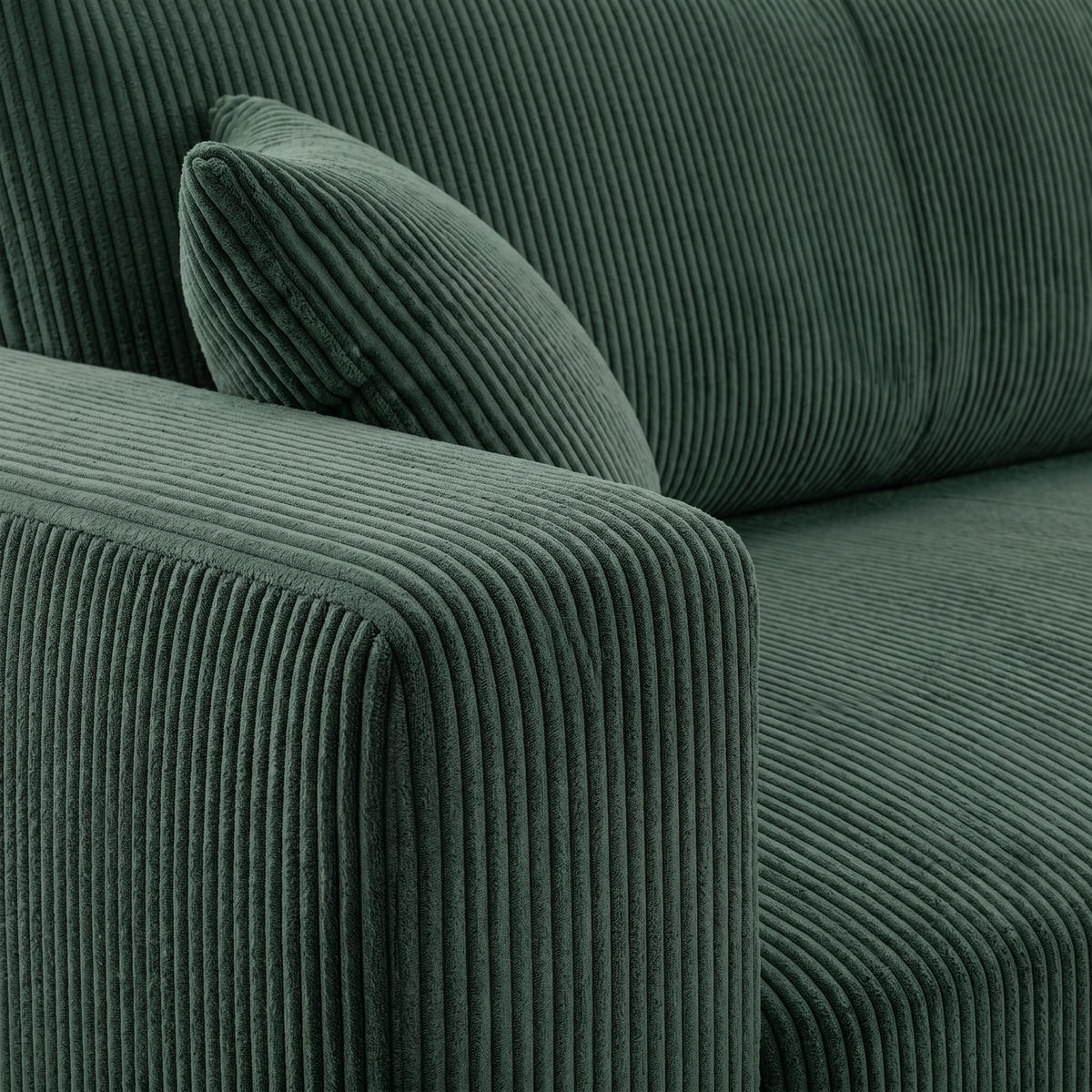 ECKSOFA PULA CORD GRÜN L - Rechts - Schwarz/Grün, Kunststoff/Textil (279/187cm) - Luxkor24