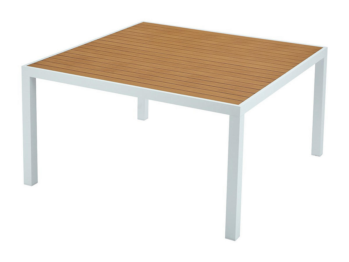 GARTEN-ESSTISCH quadratisch - Aluminium - 140 cm - Holzfarben hell & Weiß - MACILA von MYLIA - Weiß, Metall (140/140/74cm) - Vente-Unique