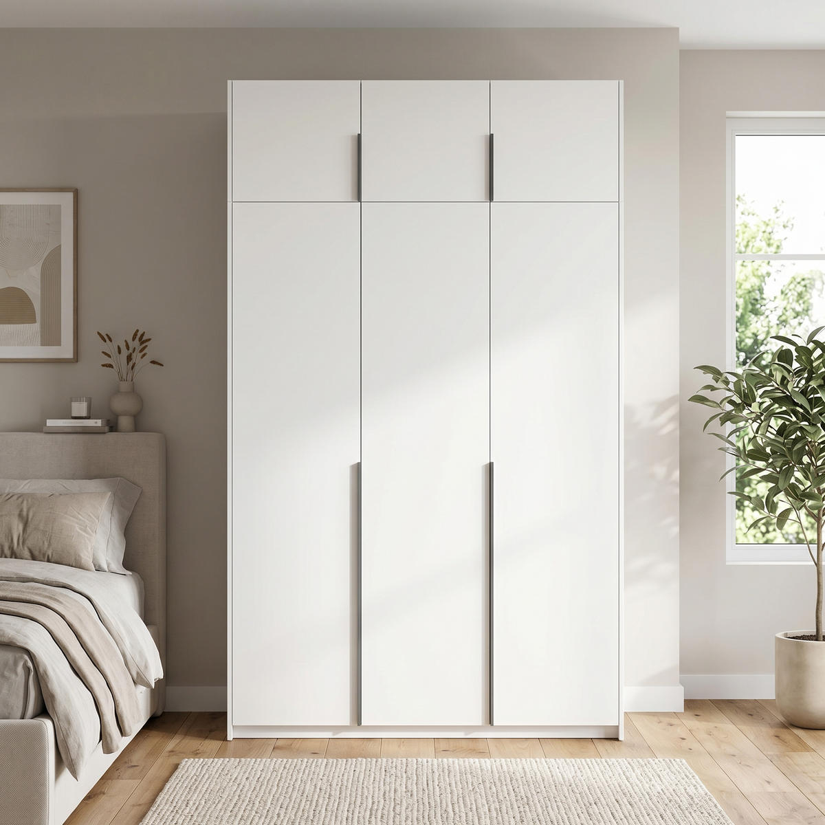 DREHTÜRENSCHRANK AMARA 148/250/58cm 3-türig Weiß - Weiß, Holzwerkstoff (148/250/58cm) - MASSENO