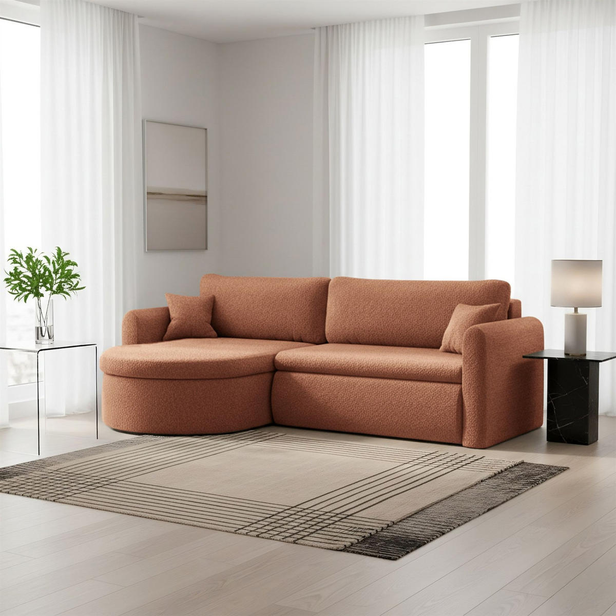 ECKSOFA Feliz In Quelle - Braun, Holzwerkstoff/Textil (160/250cm) - Fun Möbel