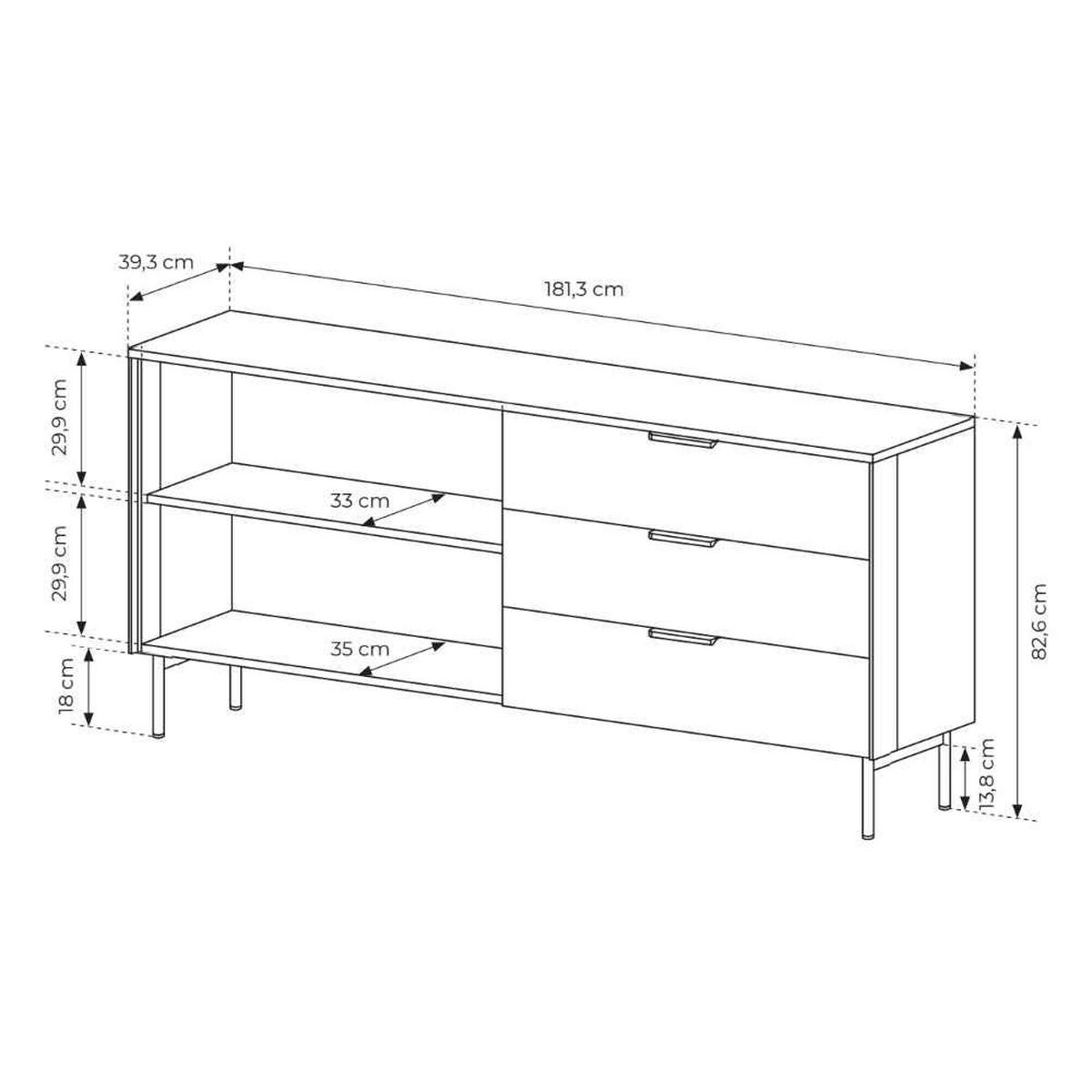 KOMMODE Lummer Kaschmir - Hellgrau, Holzwerkstoff (181.3/82.6/39.3cm) - Pillovely