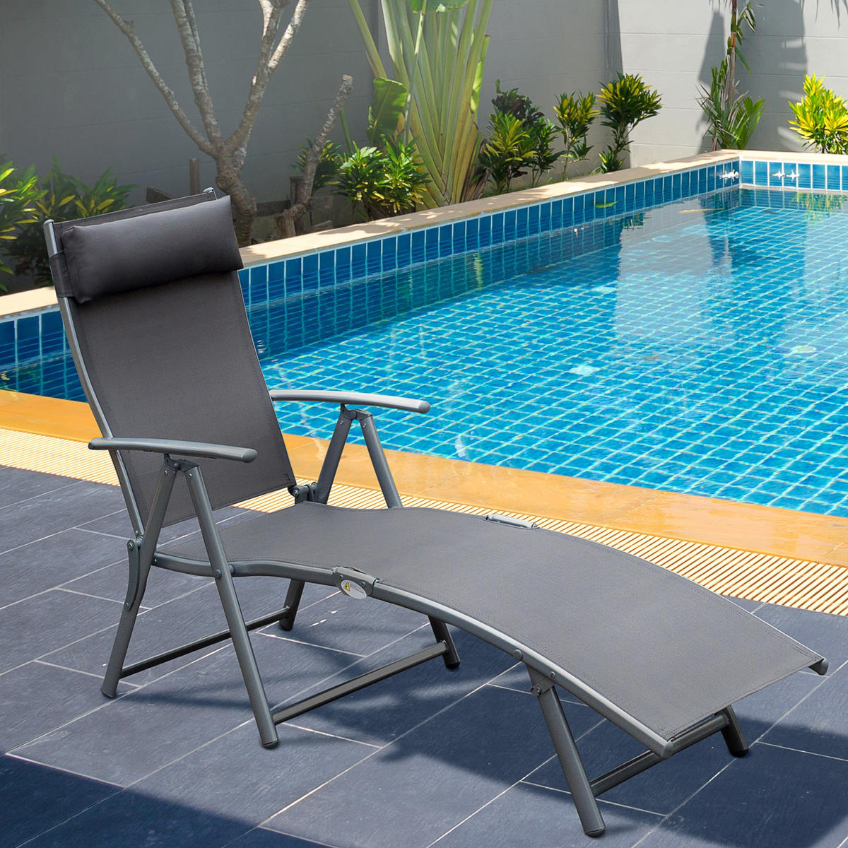 GARTENLIEGE Grau 137.0/63.5/100.5 cm - Grau, Metall (63.5/100.5/137cm)