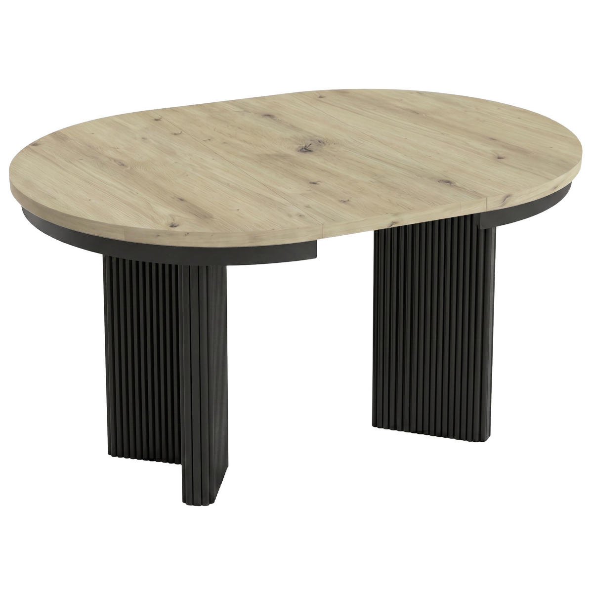 JÍDELNÍ STŮL Prestige, kulatý designový stůl, rozkládací Ø 100–180 cm, dub Artisan + černá - černá/barva dubu, kov (100/100/77cm) - Beautysofa