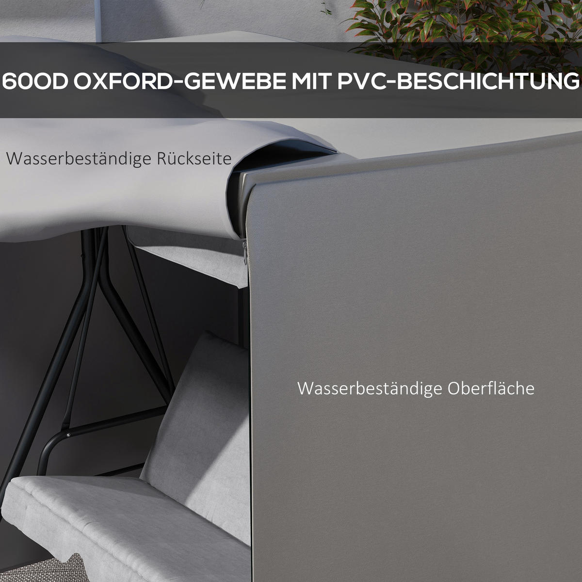 ABDECKUNG Hollywoodschaukel, Grau - Grau, Kunststoff (114/152/177cm) - Outsunny