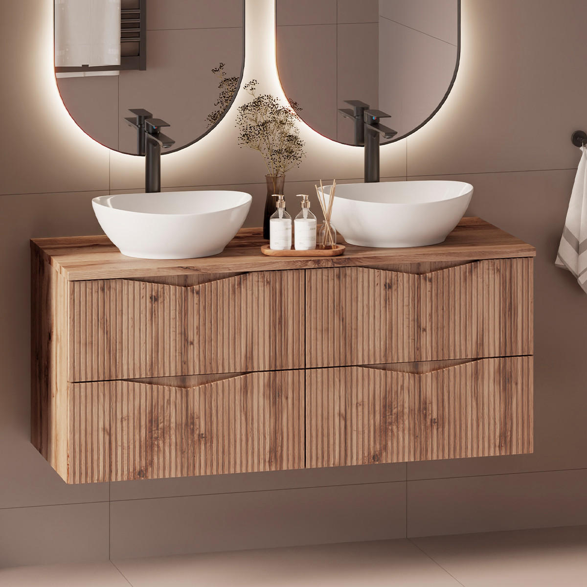 DOPPELWASCHTISCH 120.6cm Tao Holz - Braun, Holzwerkstoff (120.6/50/45.8cm) - Petits-meubles