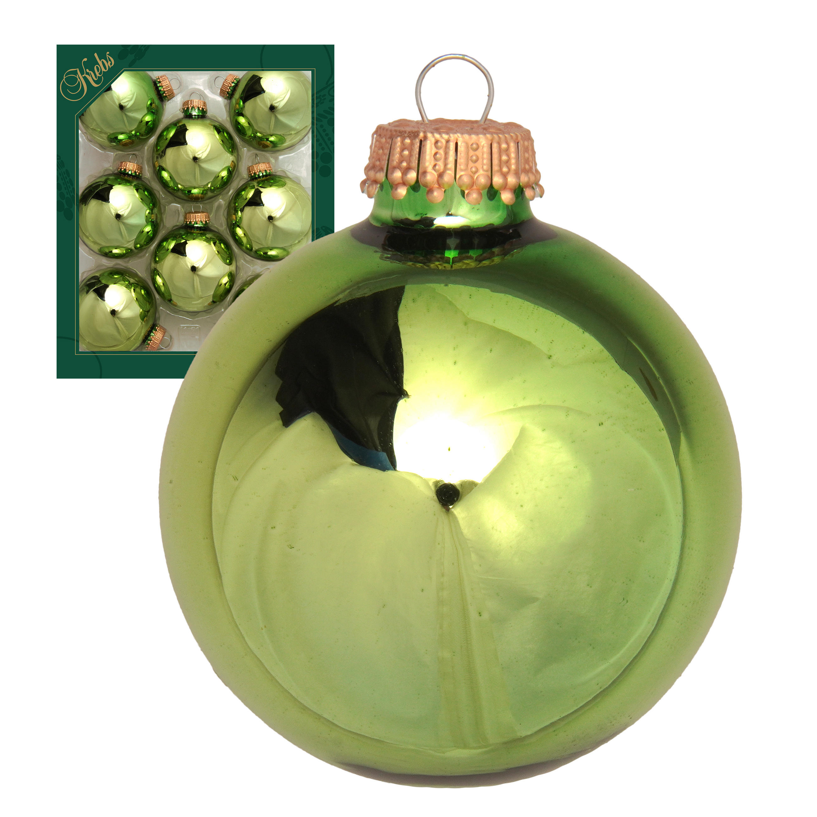 Krebs Glas Lauscha Christbaumkugeln Grün 7x7x7 cm