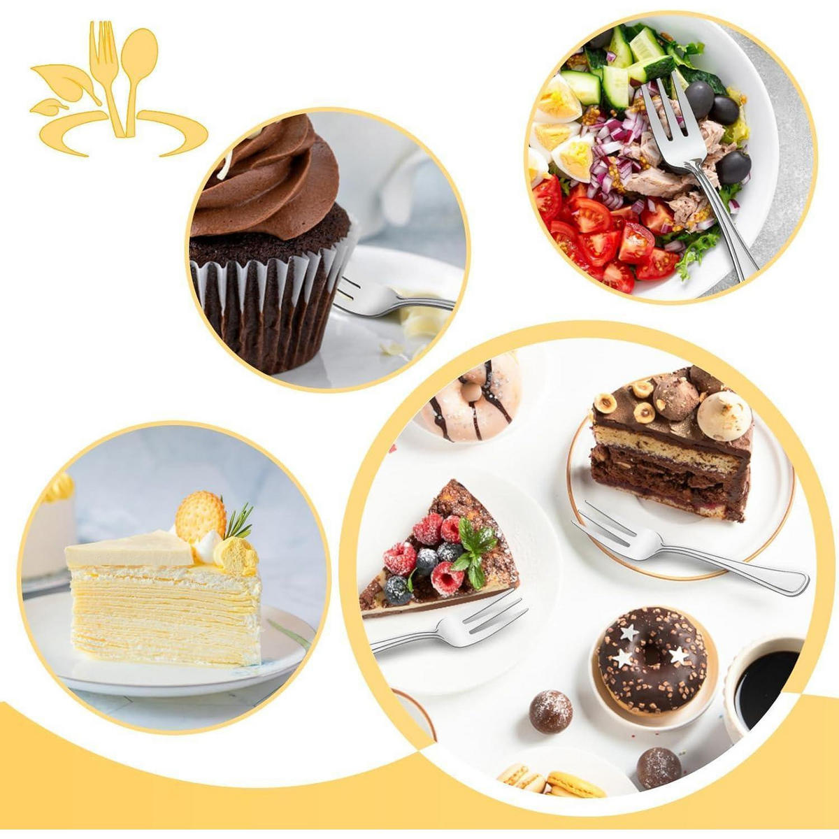DESSERTGABELN 24-teiliges Set Edelstahl 14,5 cm - Silberfarben, Metall