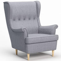 OHRENSESSEL Luno Grau Stoff ES-7 - Naturfarben/Grau, Holz/Textil (90/101/80cm) - Jana