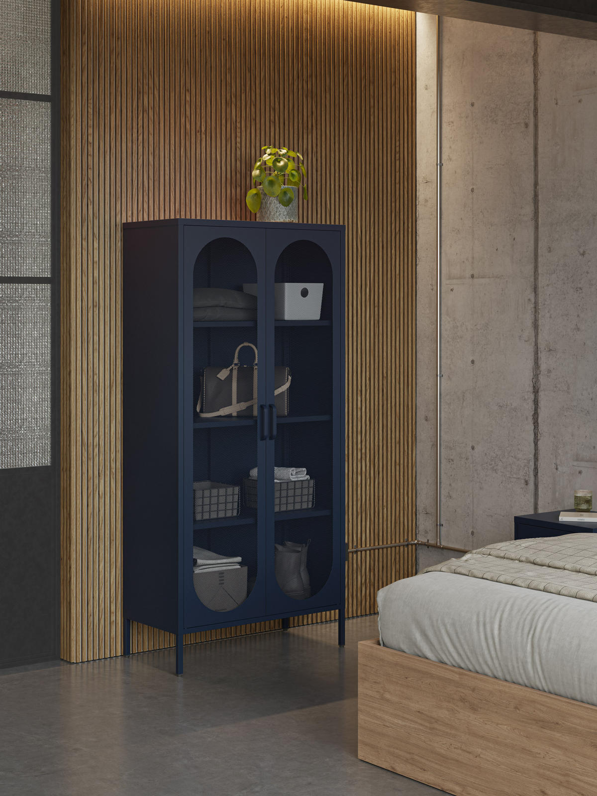 SCHRANK Diora Blau 80/40/170 cm - Blau, Metall (40/170/80cm) - Drawer