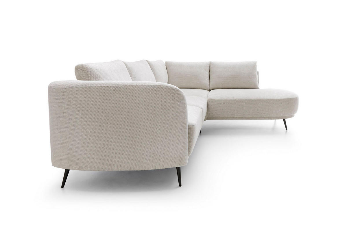 ECKSOFA ALPI Creme Chenille mit Schlaffunktion - Creme, Holz (262/220cm) - MASSENO