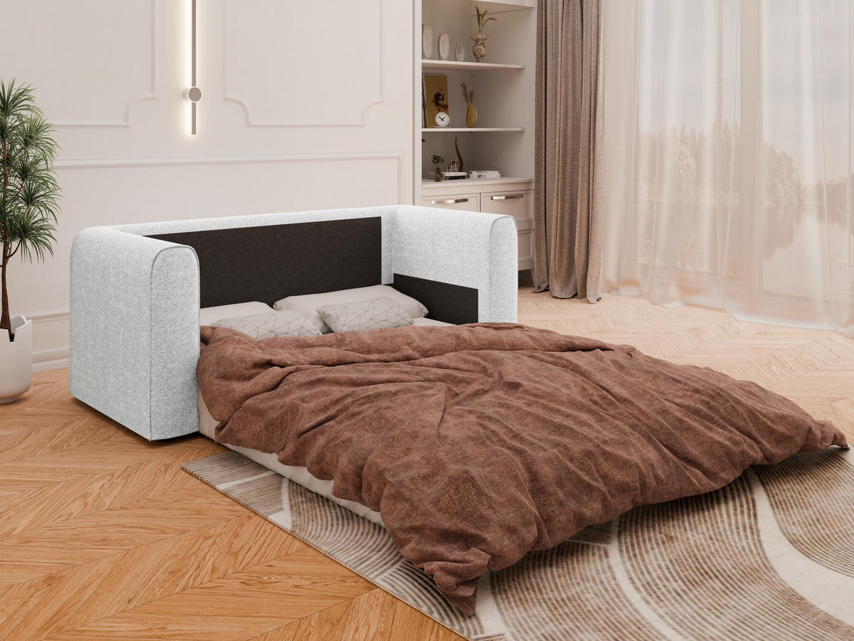 SCHLAFSOFA Arelis Schlafsofa mit Bettfunktion, hellgrau - Hellgrau, Holz (160/78/69cm) - Panda Möbel